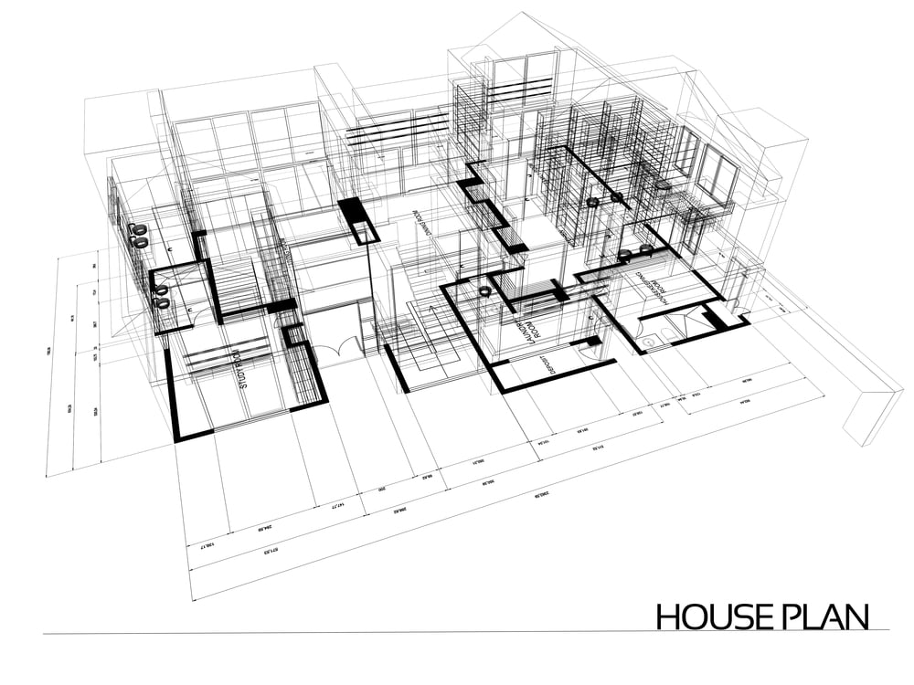 House wire blueprint - isolated over a white background